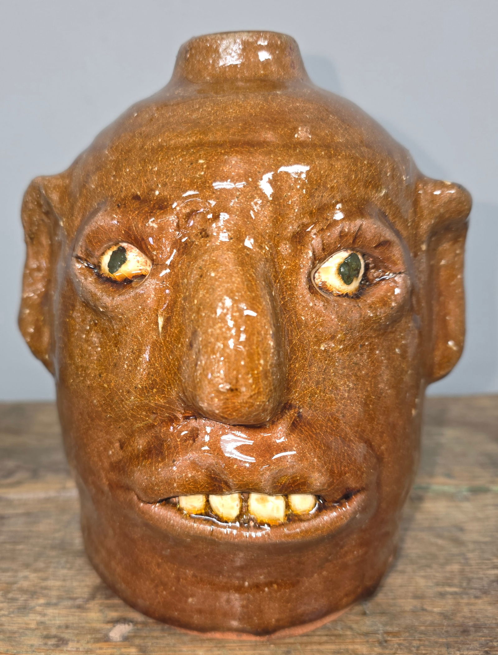Reggie Meaders Folk Pottery Face Jug: Reggie Meaders Folk Pottery Face Jug in collector grade condition with no damage or repairs. Standing: 6 5/8" Tall