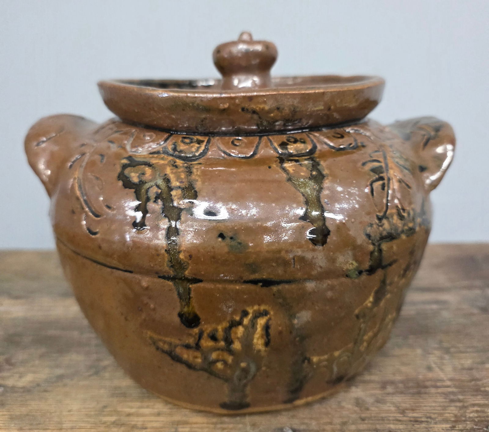 Signed Marie Rogers Decorated Bean Pot W/Lid (1 of 7)