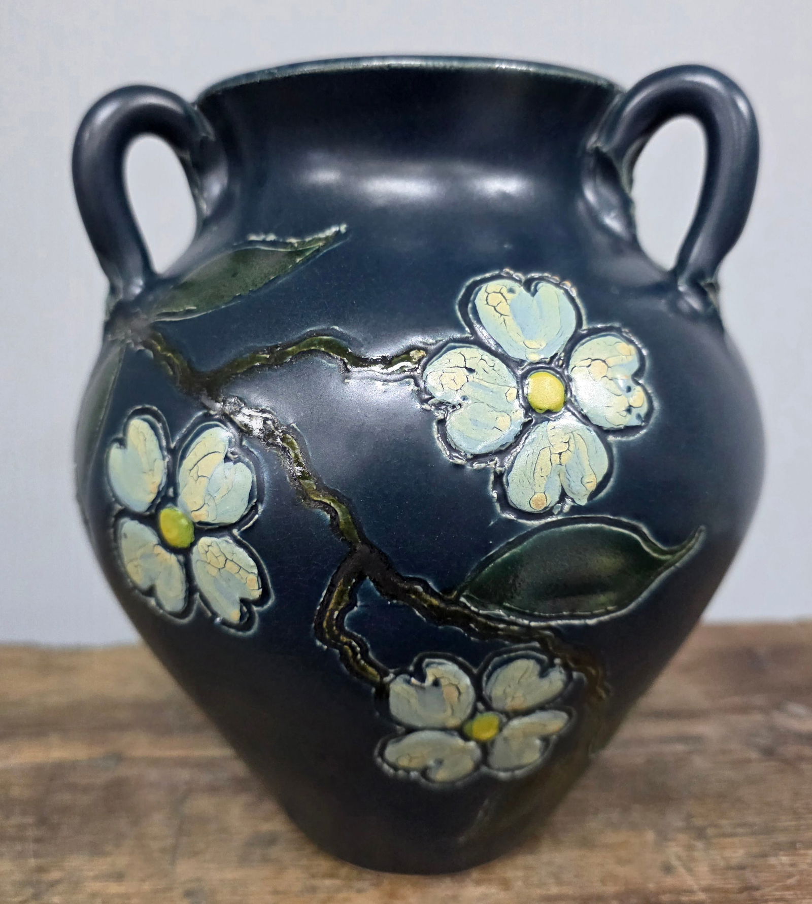 Rare Marvin Bailey Dogwood Decorated Vase: Rare Marvin Bailey Dogwood Decorated Vase that is in collector grade mint condition with no damage. Strong Eye Appeal. Standing: 7 3/8" Tall