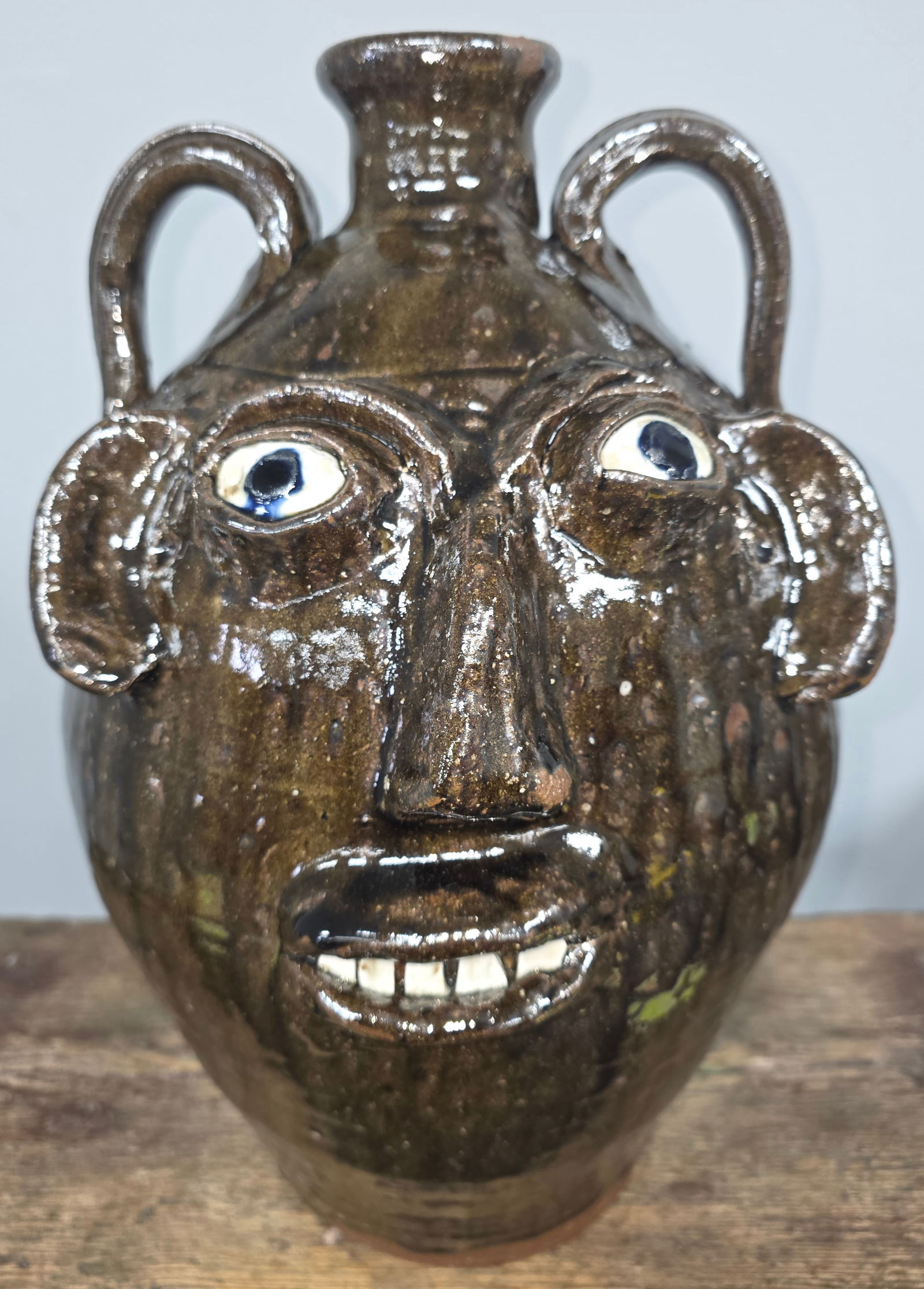 Signed Burlon Craig Folk Pottery Face Jug (1 of 4)