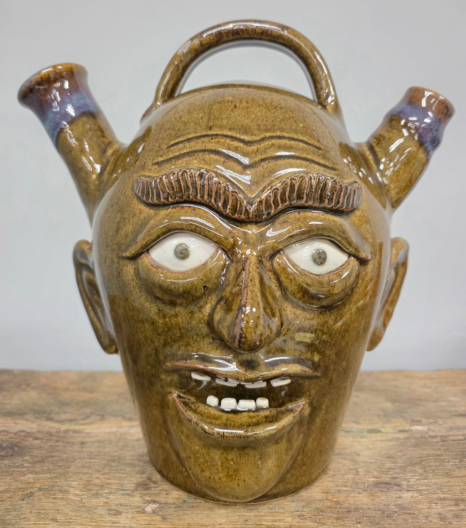 #1 Ottis Norris & Crystal Sullivan Harvest Jug: #1 Ottis Norris & Crystal Sullivan Harvest Face Jug 2002. Outstanding Folky Details and collector grade condition, no damage. Standing: 11 1/8" Tall