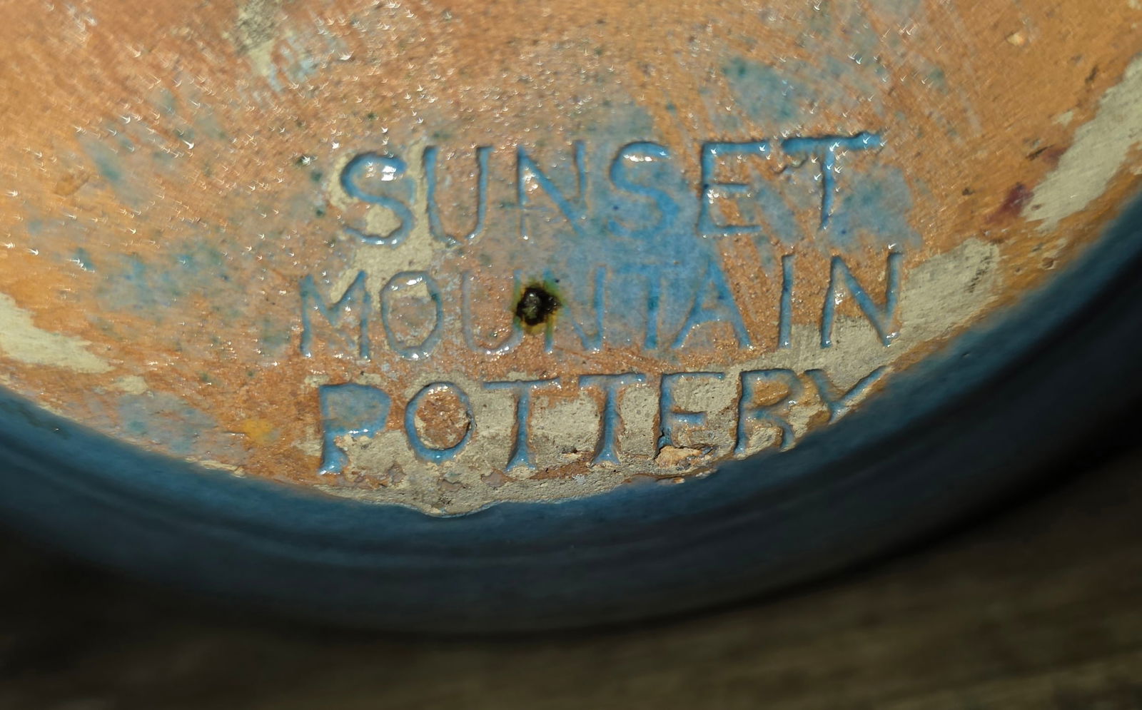 Sunset Mountain Signed Blue Vase - 6