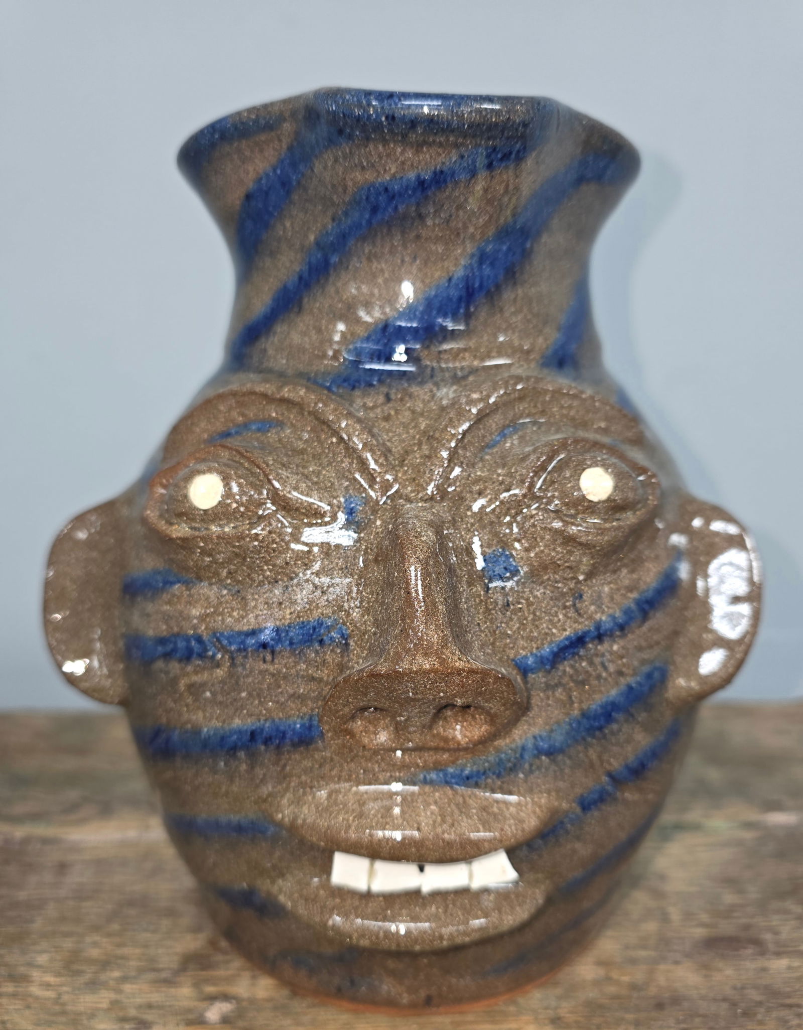 Walter Fleming Folk Pottery Swirl Pitcher: Walter Fleming Folk Pottery Swirl Pitcher in collector grade condition, no damage, with great eye appeal. Standing: 8" Tall