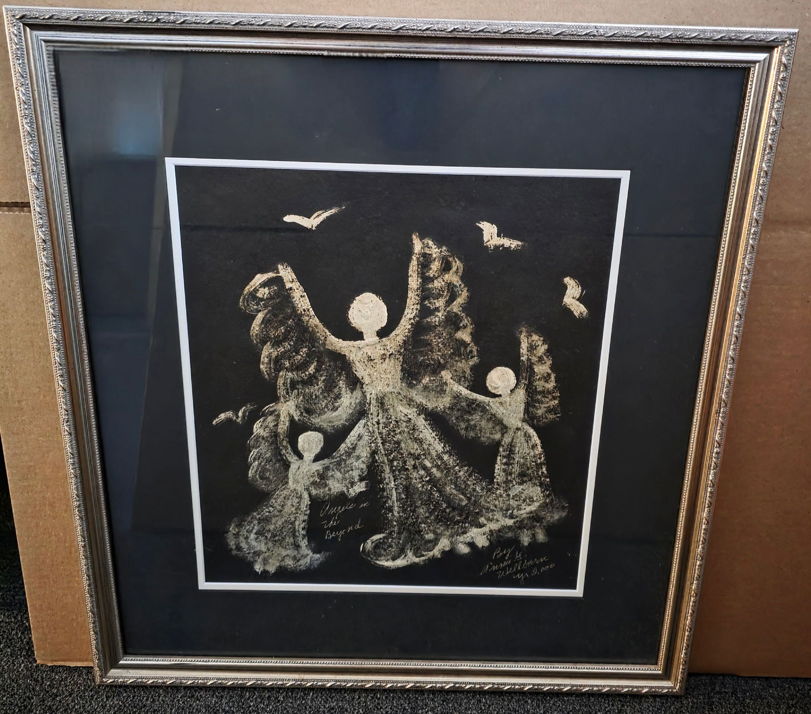 Annie Wellborn Spirits Folk Art Painting: Sigend Annie Wellborn Spirits Folk Art Painting in collector grade condition. Framed: 22 1/2" W x 24" T