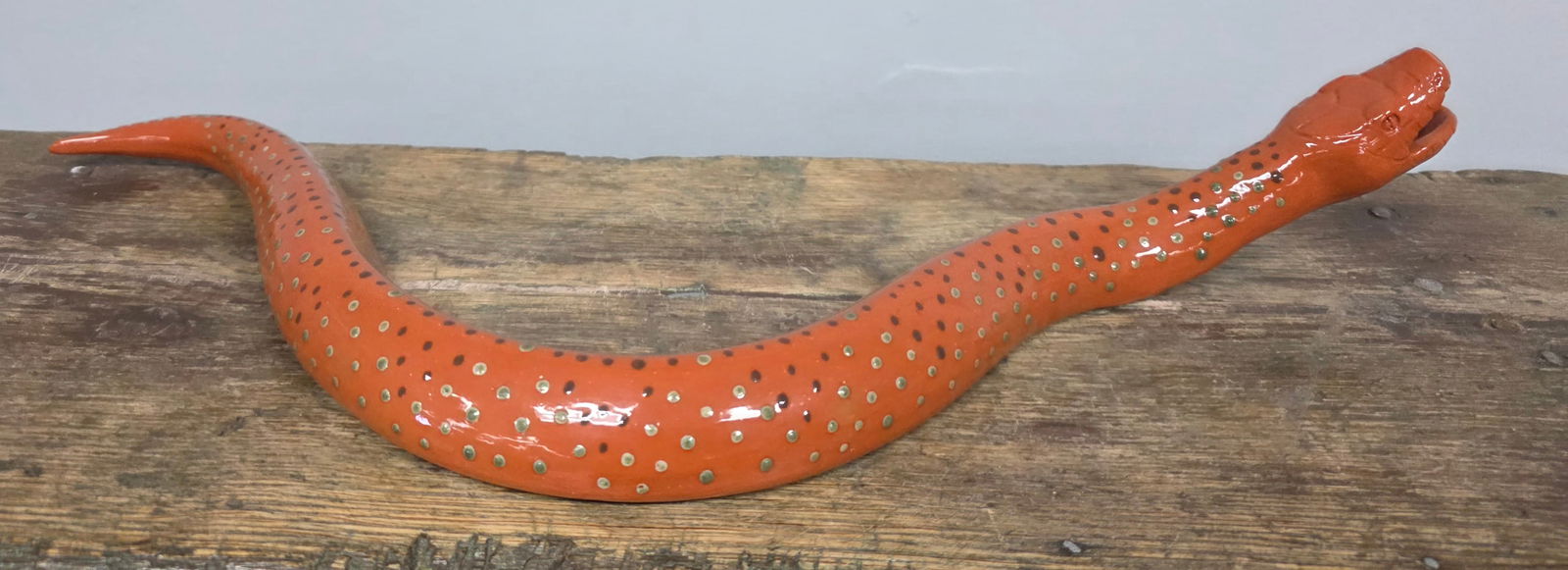 New Salem, NC Folk Pottery Snake Signed H & E Pew: New Salem, North Carolina Folk Pottery Snake, Signed H & E Pew. In collector grade condition witn no damage. Is 18" long.