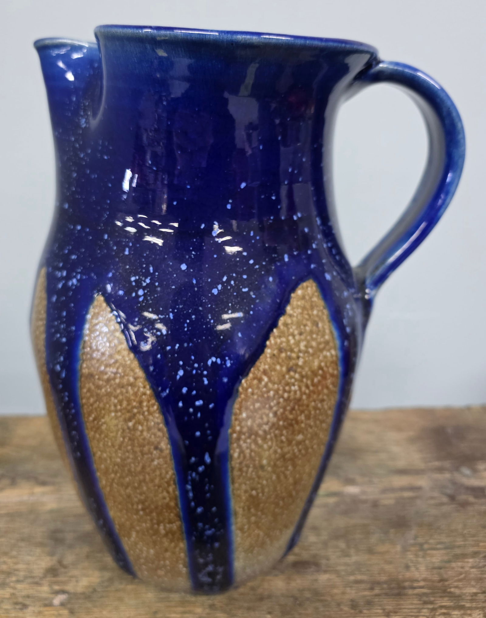 Sid Luck Colbalt Over Salt Glaze Pitcher - 2
