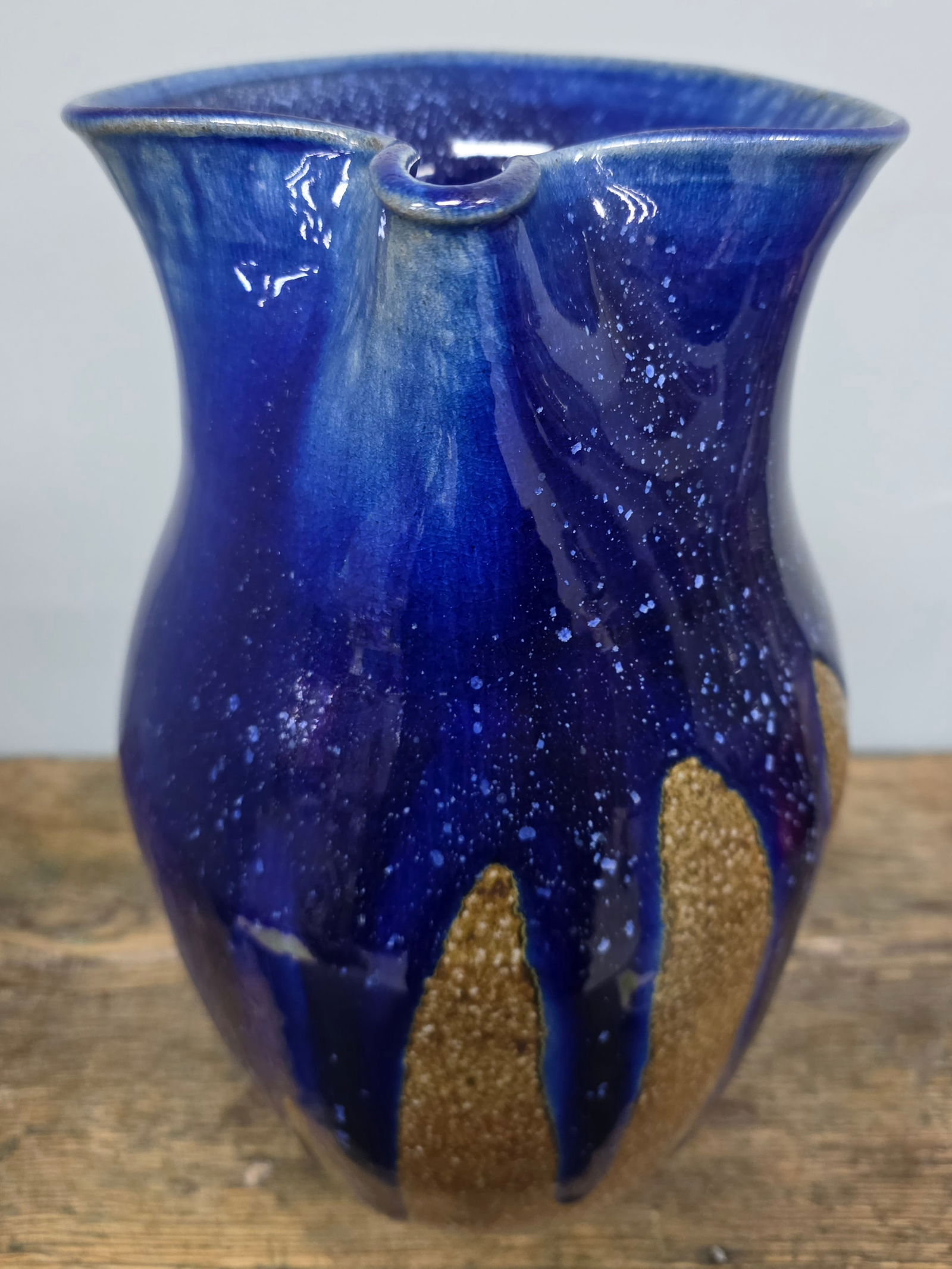 Sid Luck Colbalt Over Salt Glaze Pitcher - 3