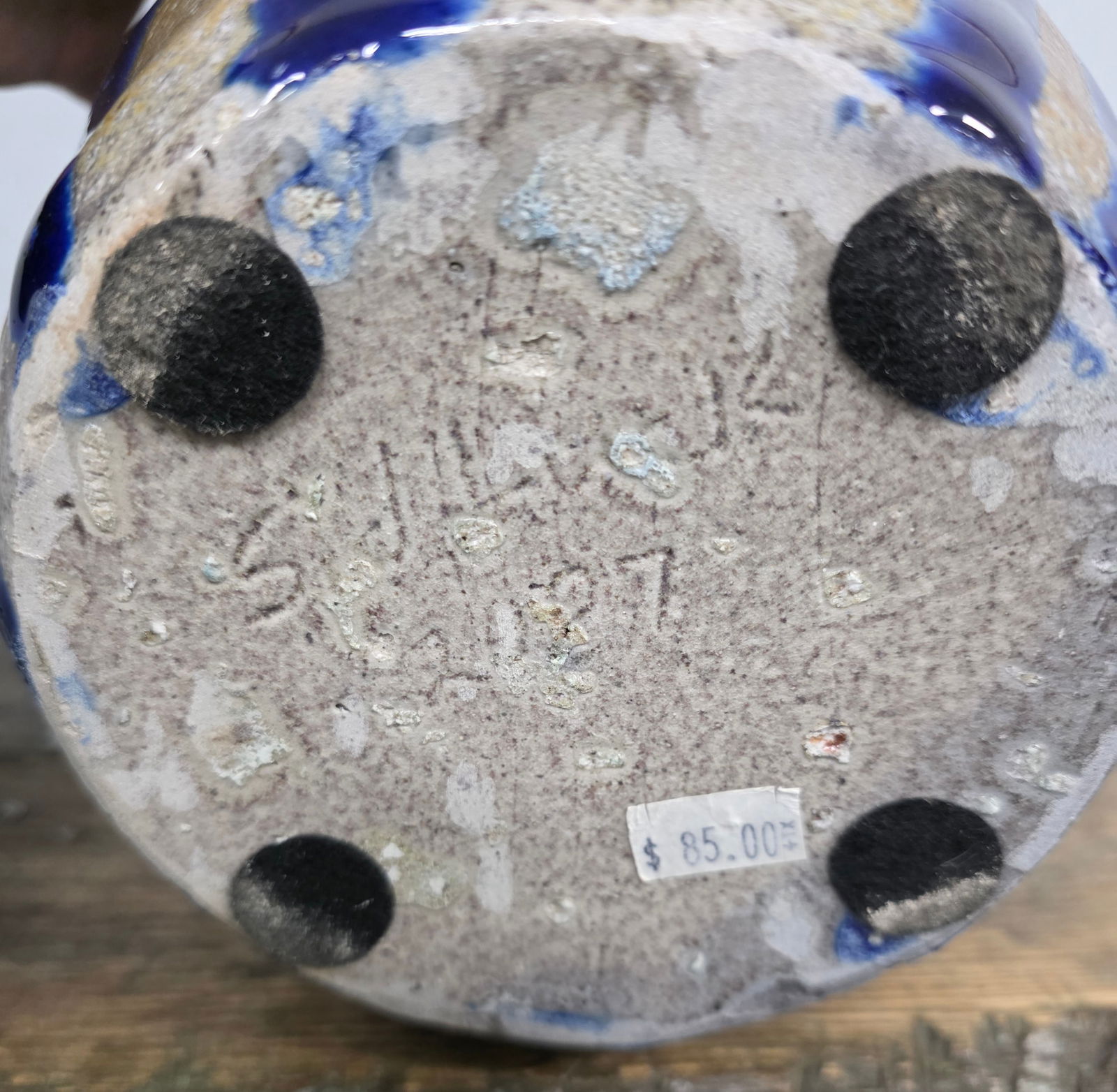 Sid Luck Colbalt Over Salt Glaze Pitcher - 5