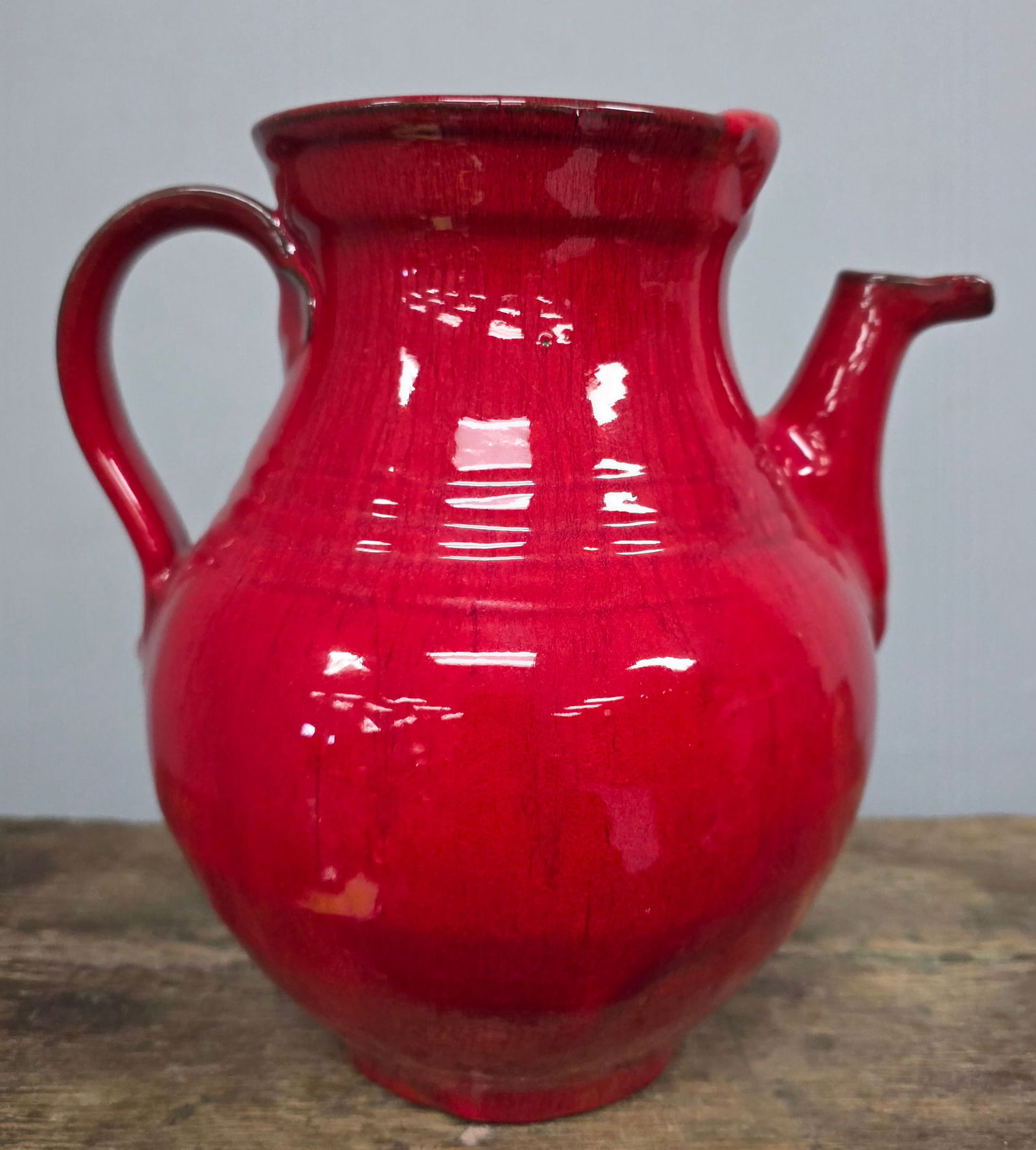 2000 ML Owens NC Chinese Red Glaze Teapot: 2000 ML Owens, Seagrove, North Carolina, Chinese Red Glaze Teapot . Beautiful fiery red glaze, signed and dated on the bottom. Purchased at Catawba Valley Pottery Festival in Hickory, NC.... March 25,
