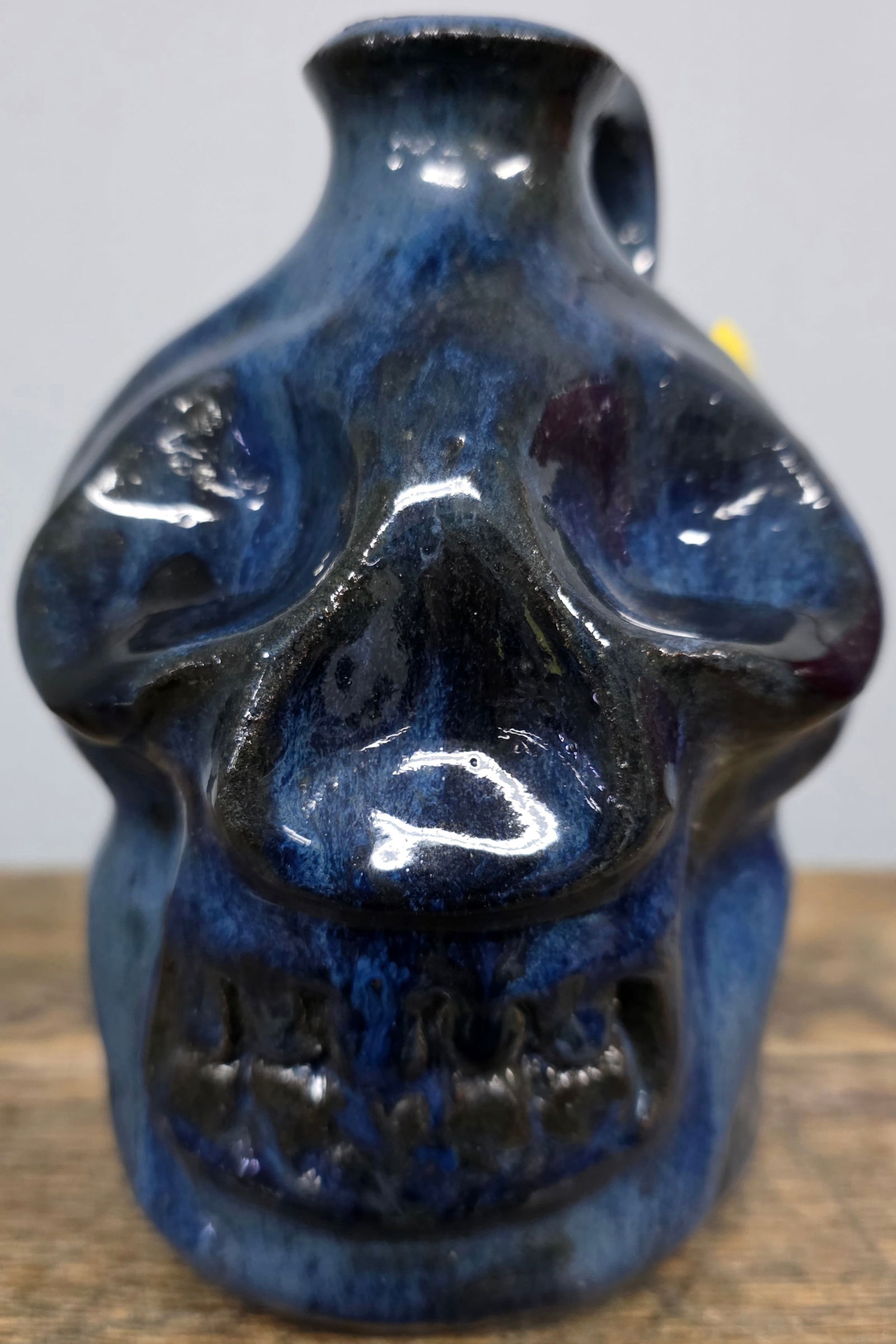 Chris Hauge/B. Ferguson Skull Face Jug: Chris Hauge and Bobby Ferguson Skull Face Jug. Standing 6 1/4" tall.