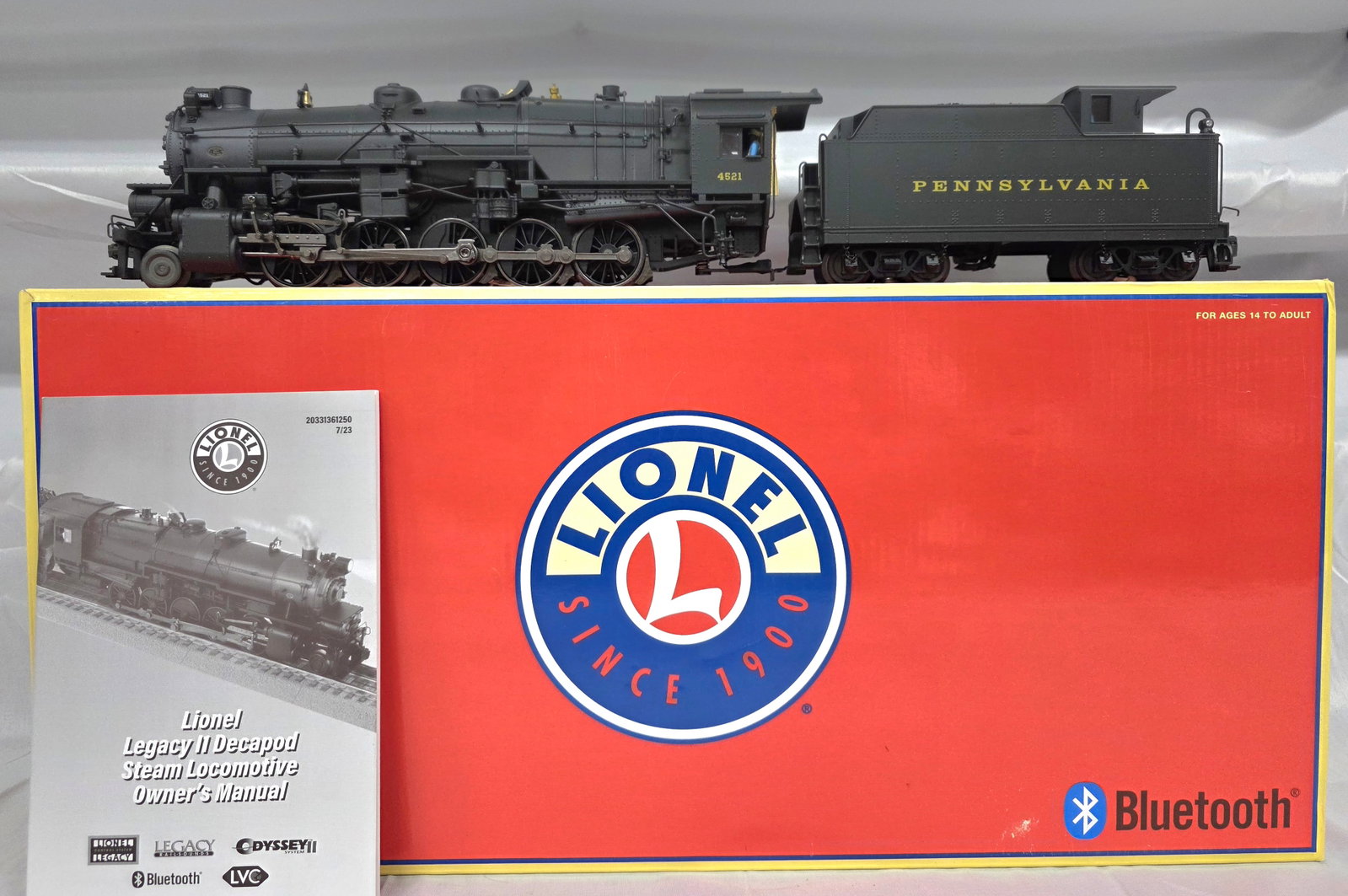 Lionel Legacy I1 Decapod Steam Locomotive 4621: Modern Era Lionel - 2331382, Legacy II Decapod Steam Locomotive #4621, presented in a black finish with yellow numbering '4621' visible on the cab and front of the boiler. The locomotive features intr