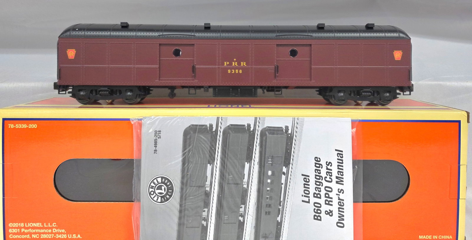 Lionel PRR B60 Baggage & RPO Model Train Car 8206: Lionel 6-84993 Pennsylvania Railroad Baggage & Railway Post Office Car in original box with owner's manual. In tested (very little run time) operational C-9+ condition.