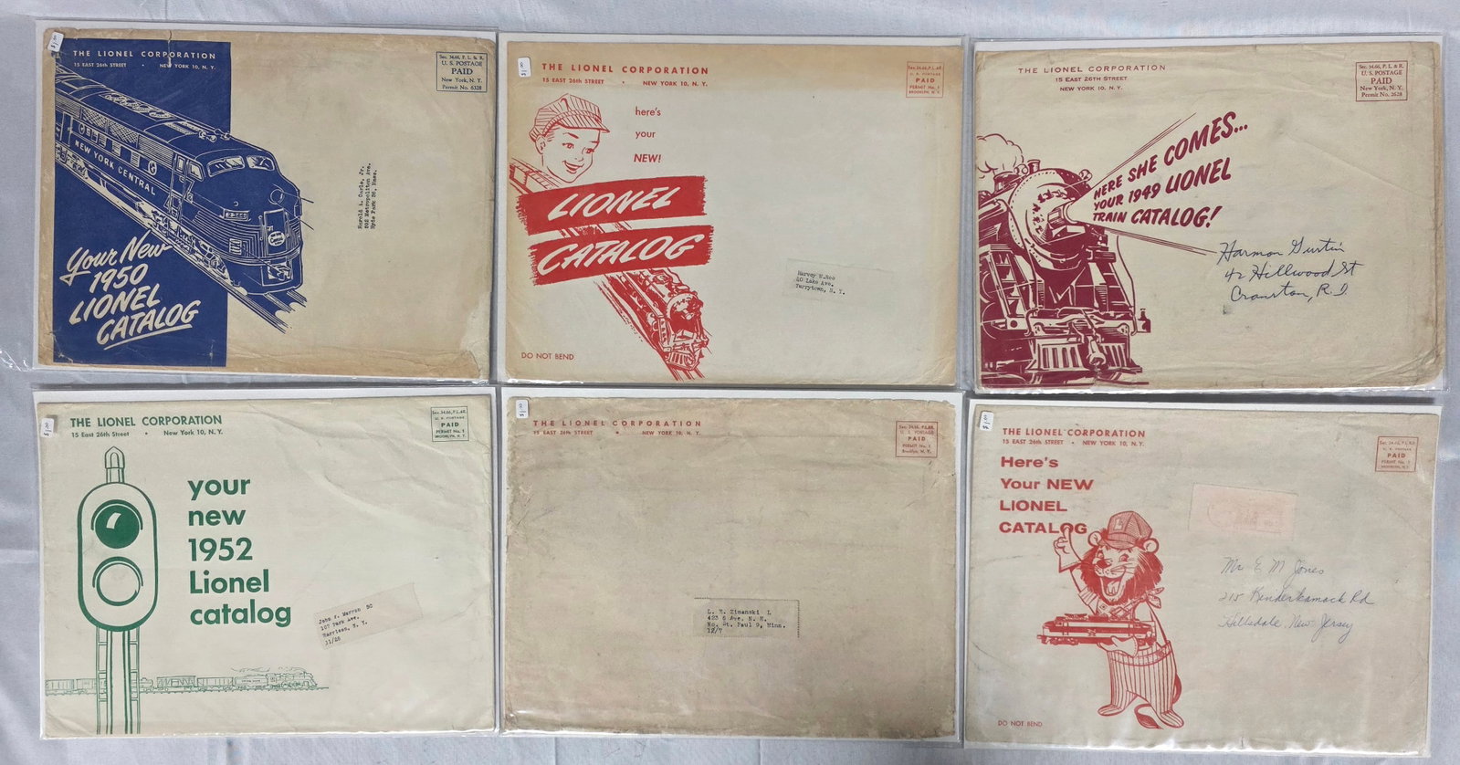 Lionel Postwar Catalog Mail Sleeves Lot of 6 (1 of 1)