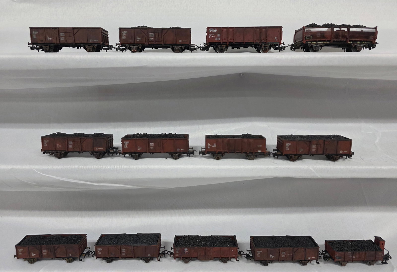Marklin HO Prototype Coal Car Lot of 13: Marklin HO Prototype Coal Car Lot of 13, All cars have a coal load with custom, one of a kind painting. In G+ to VG condition.