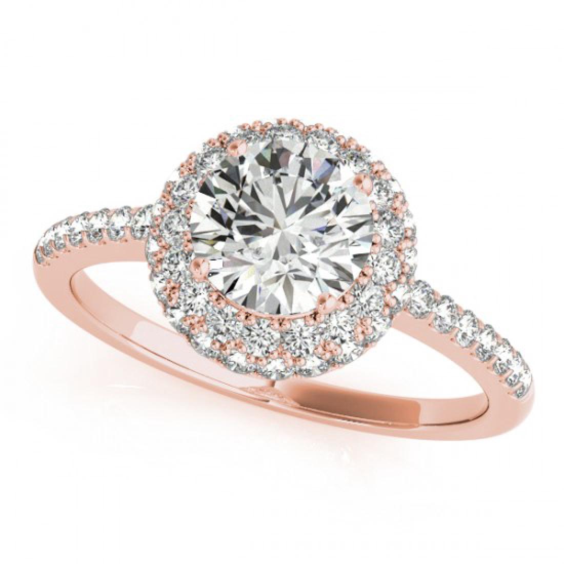 1.1 CTW Certified VS/SI Diamond Bridal Solitaire Halo: 26483-REF#-195R8H ---- 1.1 CTW Certified VS/SI Diamond Bridal Solitaire Halo Ring 18K Rose Gold Gold Designer Brand Luxury Jewelry, made in the USA Retail Price: $10,750 Perfect factory sizing, Most r