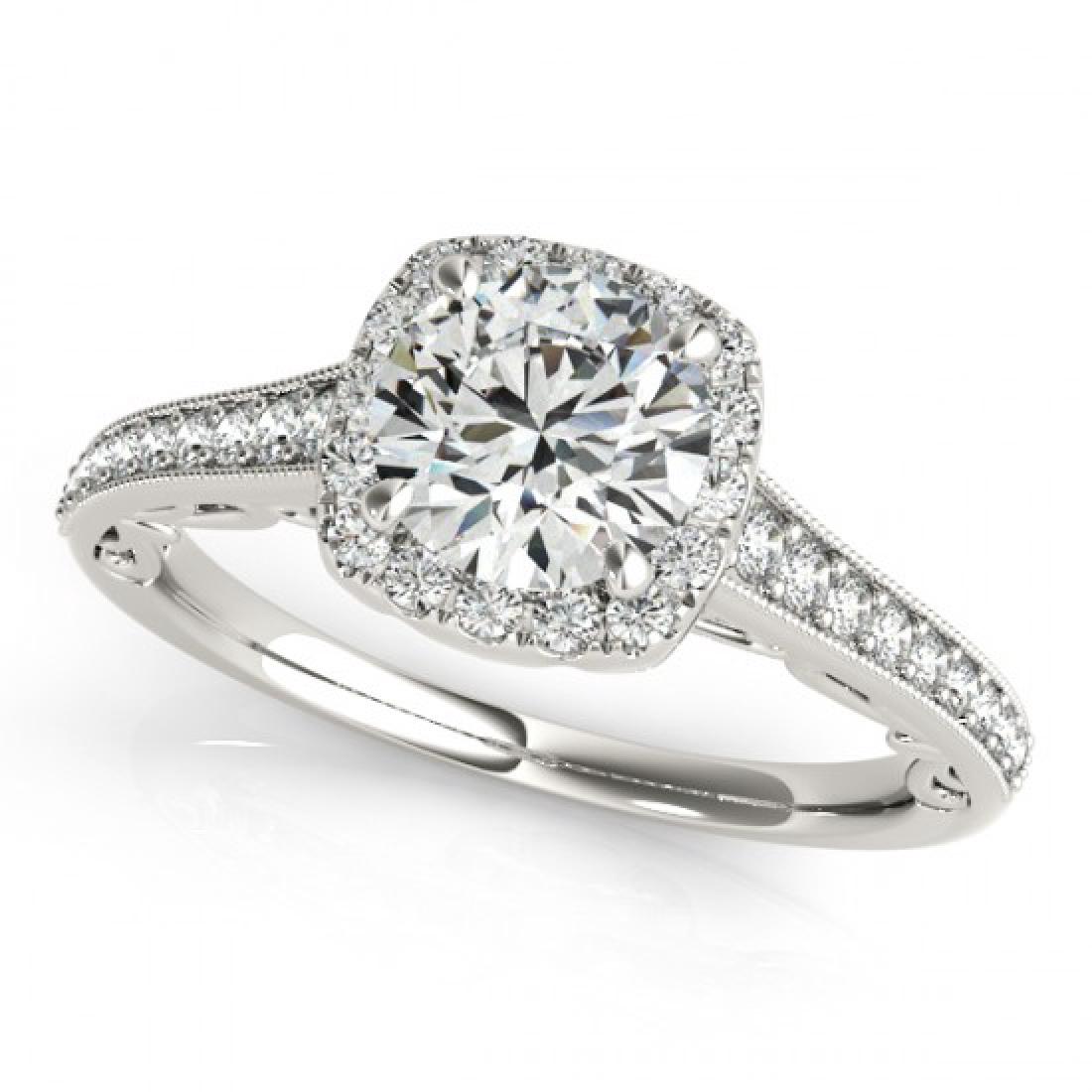 0.9 CTW Certified VS/SI Diamond Bridal Solitaire Halo: 26542-REF#-137W3G ---- 0.9 CTW Certified VS/SI Diamond Bridal Solitaire Halo Ring 18K White Gold Gold Designer Brand Luxury Jewelry, made in the USA Retail Price: $6,800 Perfect factory sizing, Most r