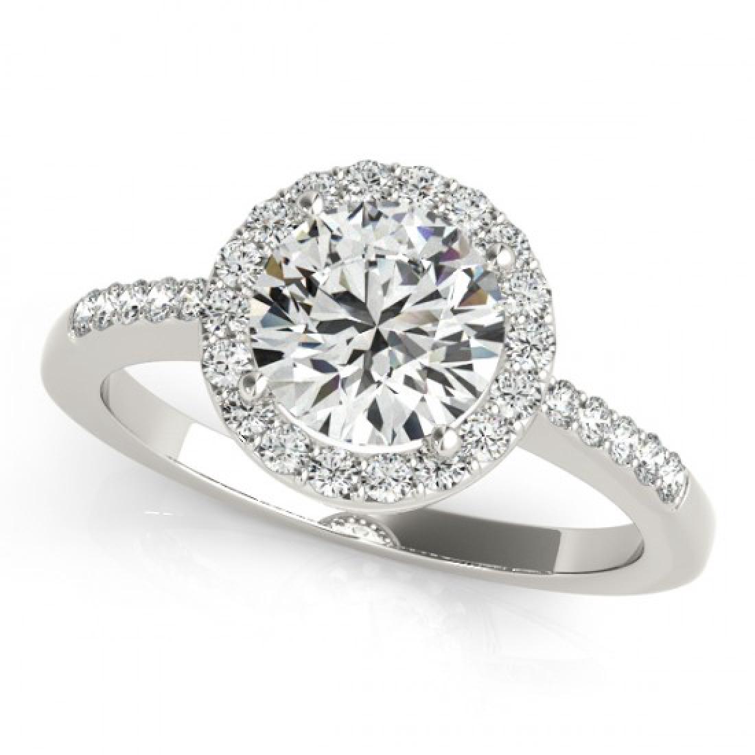 1.01 CTW Certified VS/SI Diamond Bridal Solitaire Halo: 26323-REF#-205W3G ---- 1.01 CTW Certified VS/SI Diamond Bridal Solitaire Halo Ring 18K White Gold Designer Brand Luxury Jewelry, made in the USA Retail Price: $11,300 Perfect factory sizing, Most ring