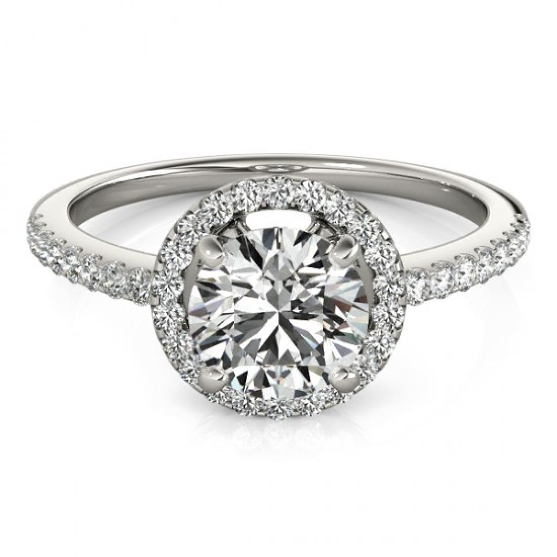 1.4 CTW Certified VS/SI Diamond Bridal Solitaire Halo: 26817-REF#-380R5H ---- 1.4 CTW Certified VS/SI Diamond Bridal Solitaire Halo Ring 18K White Gold Gold Designer Brand Luxury Jewelry, made in the USA Retail Price: $18,850 Perfect factory sizing, Most 