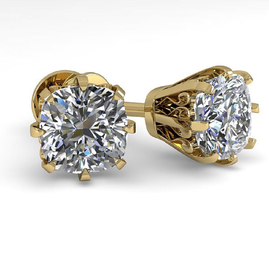 1.0 CTW VS/SI CUSHION CUT DIAMOND STUD SOLITAIRE: 35677-REF#-150W2G ---- 1.0 CTW VS/SI CUSHION CUT DIAMOND STUD SOLITAIRE EARRING 18K Gold Designer Brand Luxury Jewelry, made in the USA Retail Price: $6,600 Perfect factory sizing, Most rings at $20 p