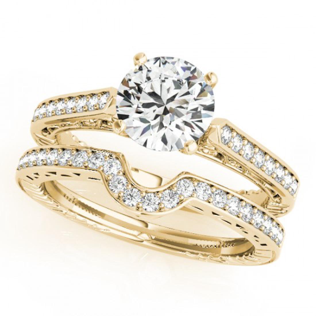 0.67 CTW Certified VS/SI Diamond Solitaire 2Pc Wedding: 31516 - REF-95R6K ---- 0.67 CTW Certified VS/SI Diamond Solitaire 2Pc Wedding Set Antique Gold ---- Luxury Designer Brand 2 Pc Set Appraised at $4,750 Certificate Number US31516 14k Yellow gold, 2 Pc 