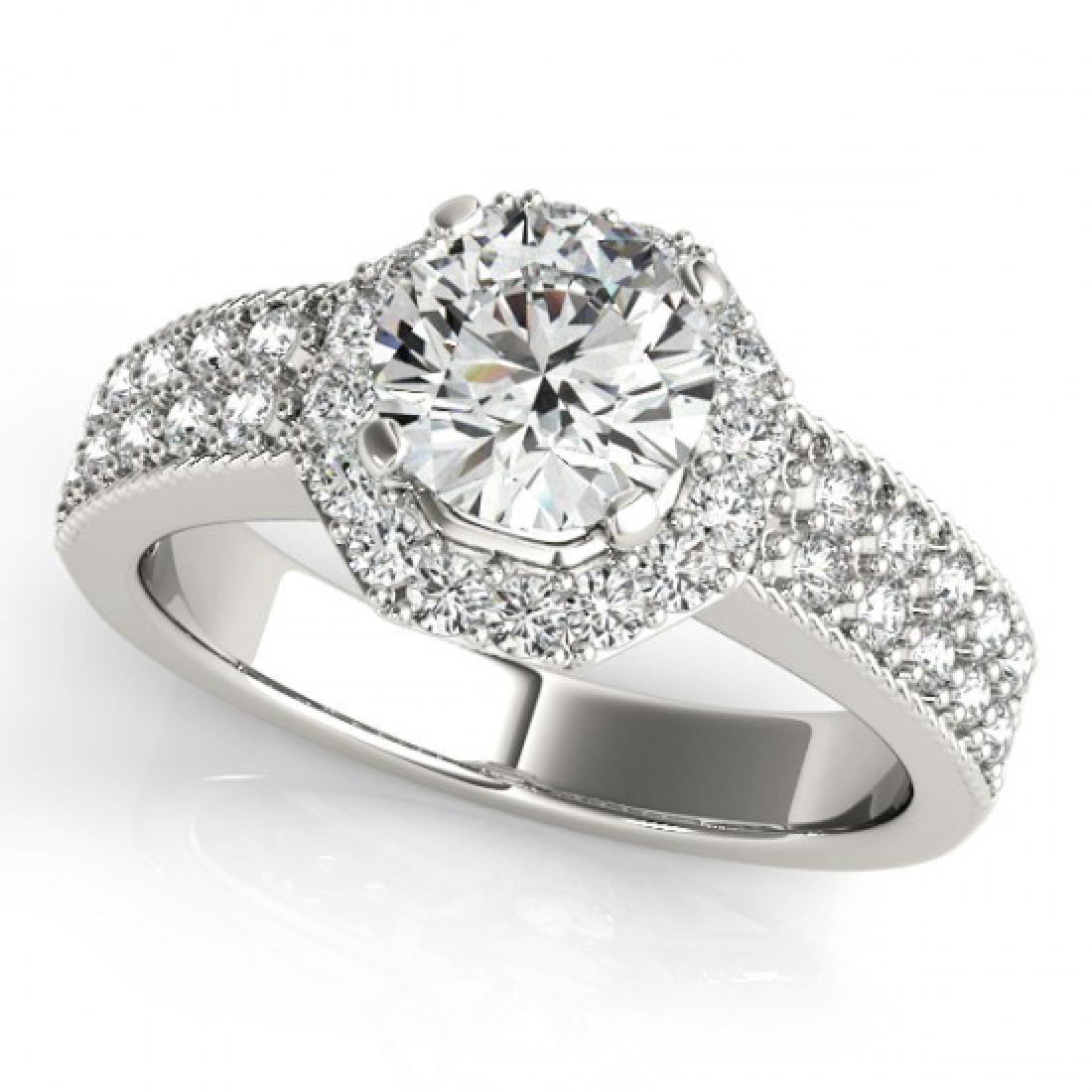 1.11 CTW Certified VS/SI Diamond Solitaire Halo Ring: 27072 - REF-225X3Y ---- 1.11 CTW Certified VS/SI Diamond Solitaire Halo Ring 18K White Gold ---- Luxury Designer Brand Ring Appraised at $11,150 Certificate Number US27072 18k White gold, Ring Size is