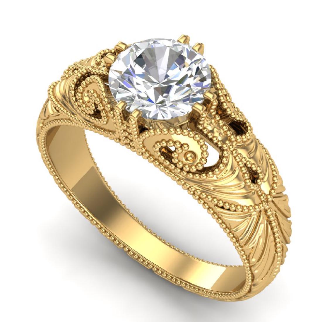 1 CTW VS/SI Diamond Solitaire Art Deco Ring 18K Gold: 36910 - REF-315K2R ---- 1 CTW VS/SI Diamond Solitaire Art Deco Ring 18K Gold ---- Luxury Designer Brand Ring Appraised at $23,100 Certificate Number US36910 18k Yellow gold, Ring Size is 7, Ring measu