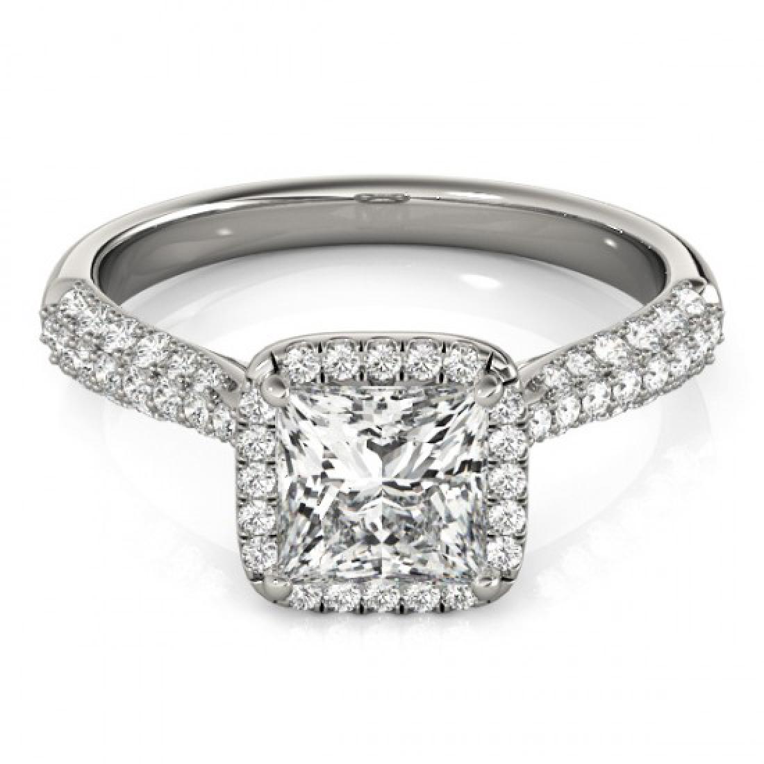 1.15 CTW Certified VS/SI Princess Diamond Solitaire: 27093 - REF-163H6W ---- 1.15 CTW Certified VS/SI Princess Diamond Solitaire Halo Ring 18K Gold ---- Luxury Designer Brand Ring Appraised at $9,000 Certificate Number US27093 18k White gold, Ring Size 