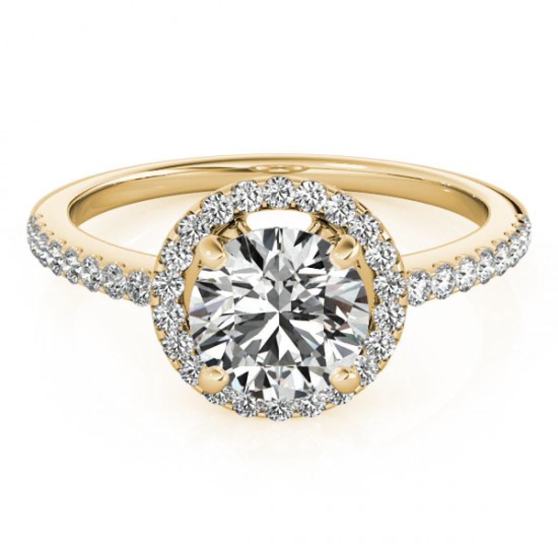 0.9 CTW Certified VS/SI Diamond Solitaire Halo Ring 18K: 26813 - REF-132F4M ---- 0.9 CTW Certified VS/SI Diamond Solitaire Halo Ring 18K Yellow Gold ---- Luxury Designer Brand Ring Appraised at $6,550 Certificate Number US26813 18k Yellow gold, Ring Size is