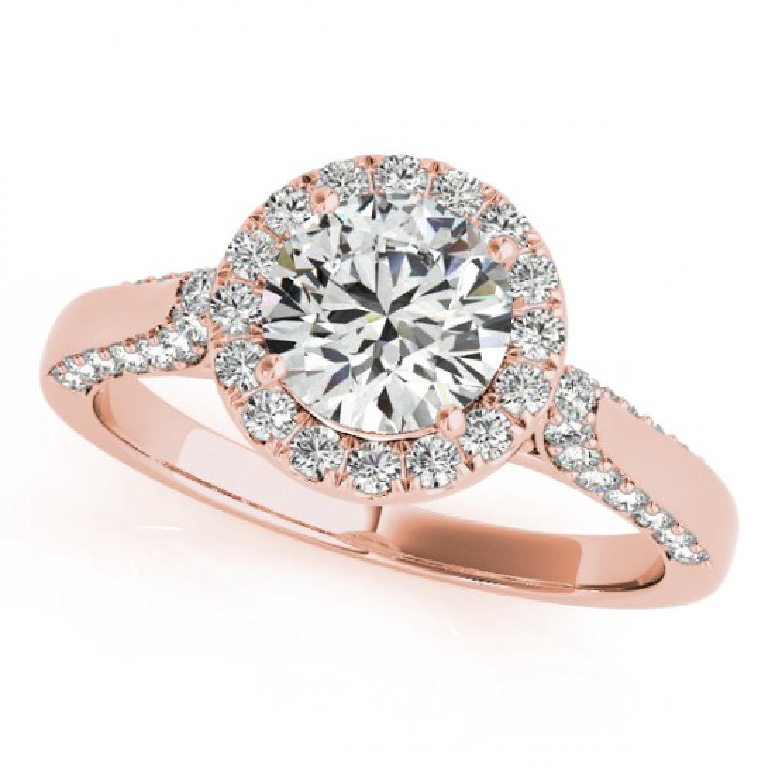 1.25 CTW Certified VS/SI Diamond Solitaire Halo Ring: 26381 - REF-222Y9X ---- 1.25 CTW Certified VS/SI Diamond Solitaire Halo Ring 18K Rose Gold ---- Luxury Designer Brand Ring Appraised at $11,050 Certificate Number US26381 18k Rose gold, Ring Size is 7