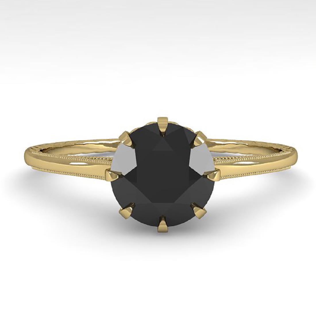 1.0 CTW Black Diamond Solitaire Engagement Ring Vintage: 35746 - REF-50K9R ---- 1.0 CTW Black Diamond Solitaire Engagement Ring Vintage Size 7 Gold ---- Luxury Designer Brand Ring Appraised at $3,100 Certificate Number US35746 18k Yellow gold, Ring Size is 