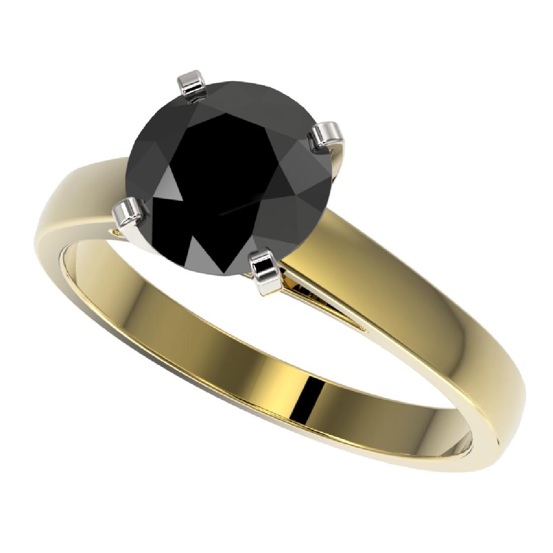2 CTW Fancy Black VS Diamond Solitaire Engagement Ring: 33034 - REF-54W2H ---- 2 CTW Fancy Black VS Diamond Solitaire Engagement Ring Gold ---- Luxury Designer Brand Ring Appraised at $3,250 Certificate Number US33034 10k Yellow gold, Ring Size is 7, Ring 