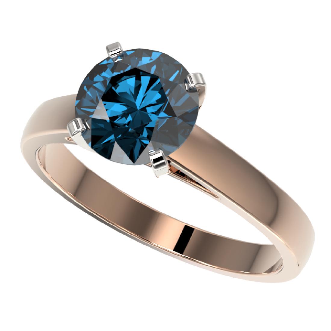 2 CTW Certified Intense Blue SI Diamond Solitaire: 33036 - REF-417T6X ---- 2 CTW Certified Intense Blue SI Diamond Solitaire Engagement Ring 10K Rose Gold ---- Luxury Designer Brand Ring Appraised Retail Price at $27,550 ---- SKU Number US33036 10k Ro