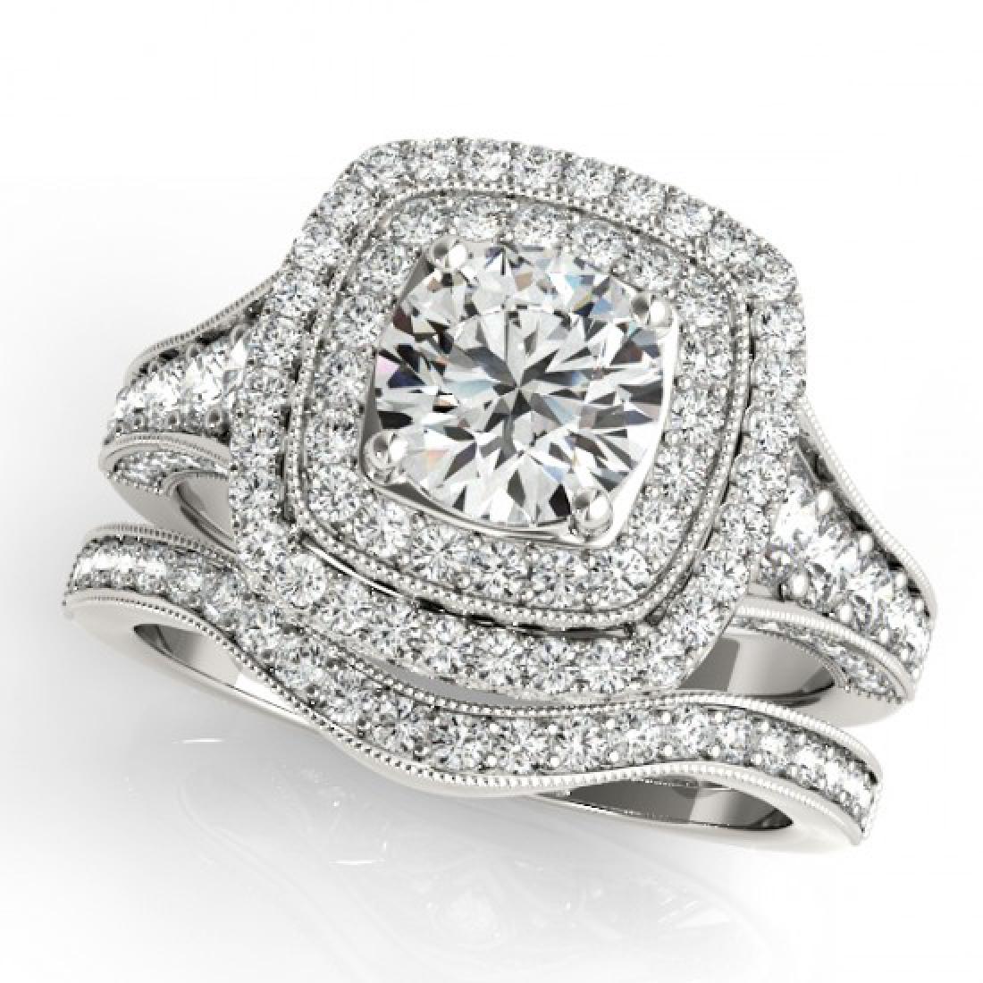 1.93 CTW Certified VS/SI Diamond 2Pc Wedding Set: 30909 - REF-208N2Y ---- 1.93 CTW Certified VS/SI Diamond 2Pc Wedding Set Solitaire Halo 14K White Gold ---- Luxury Designer Brand 2 Pc Set Appraised Retail Price at $10,300 ---- SKU Number US30909 14k