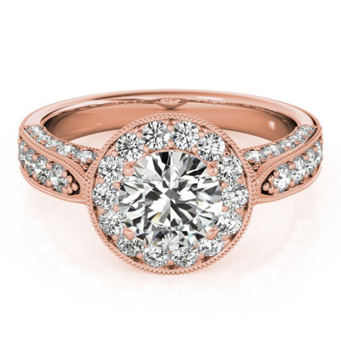 2 CTW Certified VS/SI Diamond Solitaire Halo Ring 18K: 27043 - REF-435Y3N ---- 2 CTW Certified VS/SI Diamond Solitaire Halo Ring 18K Rose Gold ---- Luxury Designer Brand Ring Appraised Retail Price at $21,550 ---- SKU Number US27043 18k Rose gold Ring Siz