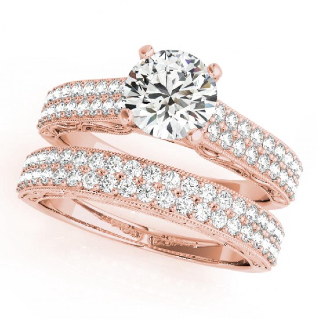 1.76 CTW Certified VS/SI Diamond Pave 2Pc Set Solitaire: 32133 - REF-249N5Y ---- 1.76 CTW Certified VS/SI Diamond Pave 2Pc Set Solitaire Wedding 14K Rose Gold ---- Luxury Designer Brand 2 Pc Set Appraised Retail Price at $13,700 ---- SKU Number US32133 14k 