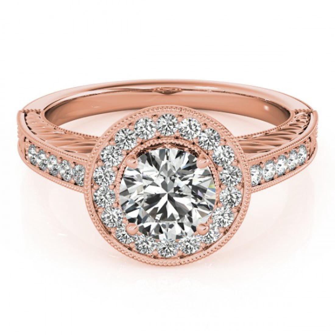 0.81 CTW Certified VS/SI Diamond Solitaire Halo Ring: 26519 - REF-107F3M ---- 0.81 CTW Certified VS/SI Diamond Solitaire Halo Ring 18K Rose Gold ---- Luxury Designer Brand Ring Appraised Retail Price at $5,300 ---- SKU Number US26519 18k Rose gold Ring S