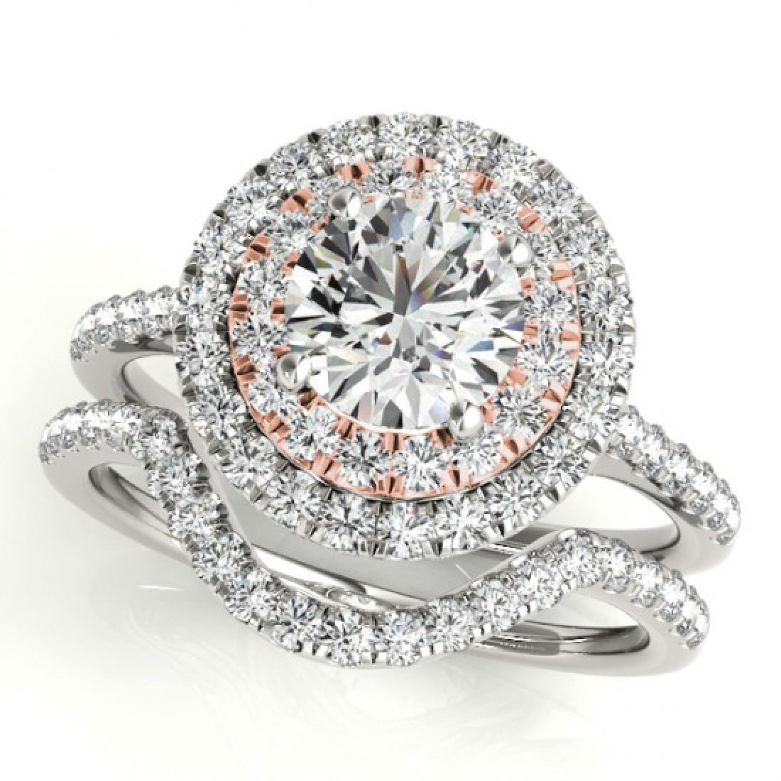 1.16 CTW Certified VS/SI Diamond 2Pc Set Solitaire Halo: 30678 - REF-150F5M ---- 1.16 CTW Certified VS/SI Diamond 2Pc Set Solitaire Halo 14K White & Rose Gold ---- 1.16 CTW Certified VS/SI Diamond 2Pc Set Solitaire Halo 14K White & Rose Gold ---- Luxury Des