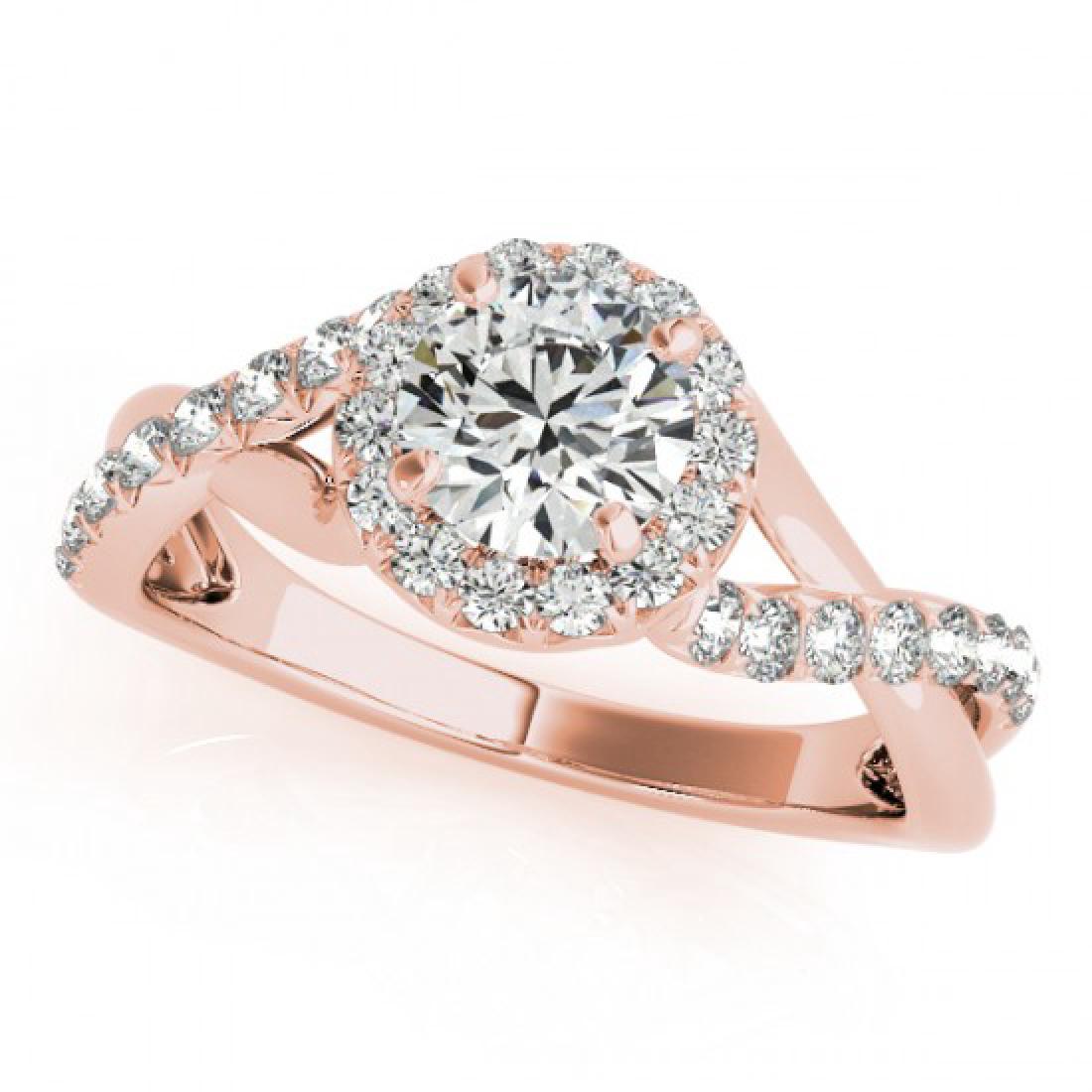 0.60 CTW Certified VS/SI Diamond Solitaire Halo Ring: 26659 - REF-78W2H ---- 0.60 CTW Certified VS/SI Diamond Solitaire Halo Ring 18K Rose Gold ---- Luxury Designer Brand Ring Appraised at $4,300 Certificate Number US26659 18k Rose gold, Ring Size is 7, 