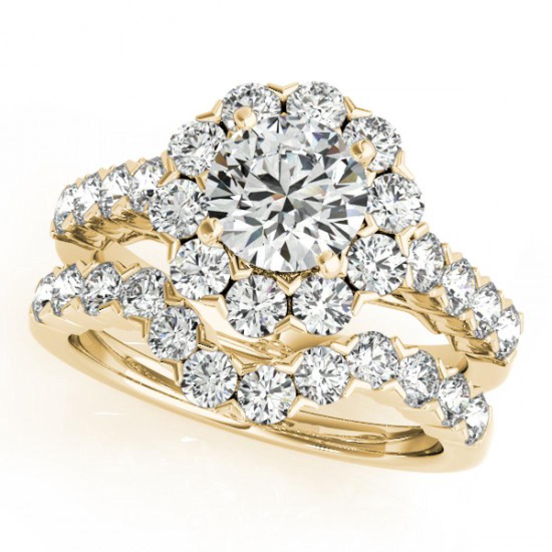 3.11 CTW Certified VS/SI Diamond 2Pc Wedding Set: 30821 - REF-302F2N ---- 3.11 CTW Certified VS/SI Diamond 2Pc Wedding Set Solitaire Halo 14K Yellow Gold ---- Luxury Designer Brand 2 Pc Set Appraised at $16,600 Certificate Number US30821 14k Yellow g