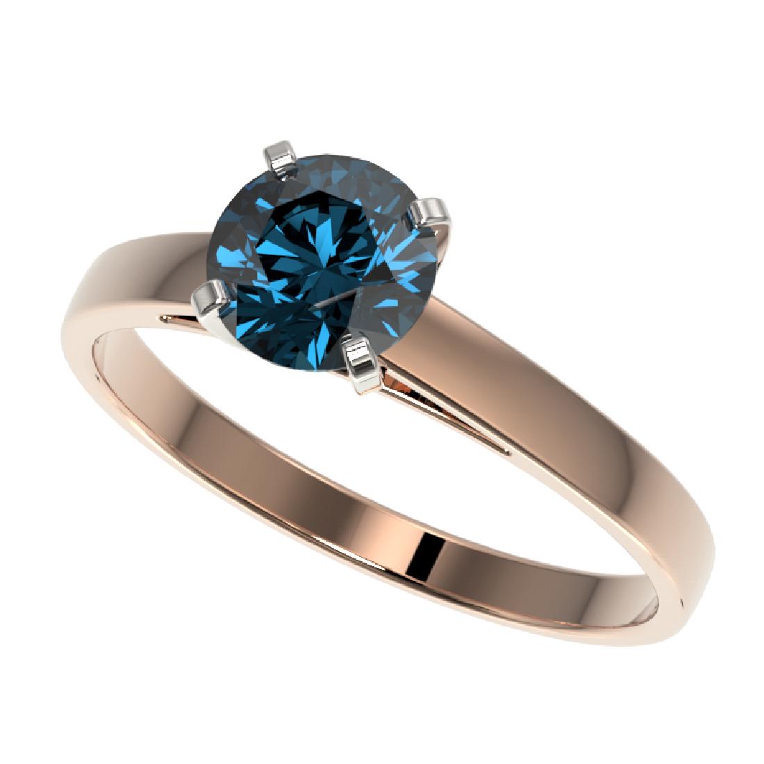 1.08 CTW Certified Intense Blue SI Diamond Solitaire: 36523 - REF-115H8M ---- 1.08 CTW Certified Intense Blue SI Diamond Solitaire Engagement Ring 10K Rose Gold ---- Luxury Designer Brand Ring Appraised at $9,250 Certificate Number US36523 10k Rose gold,