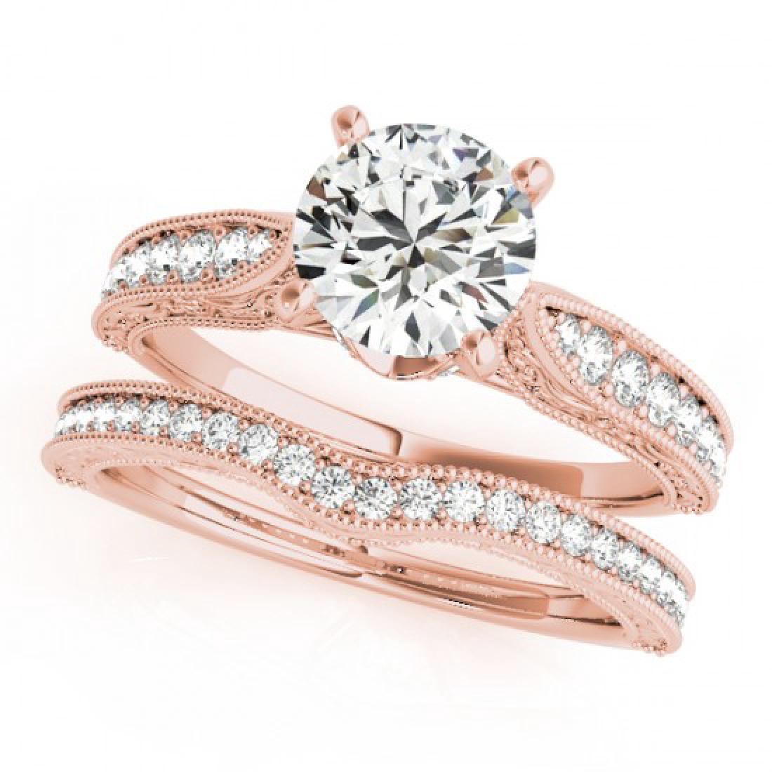 0.95 CTW Certified VS/SI Diamond Solitaire 2Pc Wedding: 31500 - REF-144N2A ---- 0.95 CTW Certified VS/SI Diamond Solitaire 2Pc Wedding Set Antique 14K Rose Gold ---- Luxury Designer Brand 2 Pc Set Appraised at $7,150 Certificate Number US31500 14k Rose gol