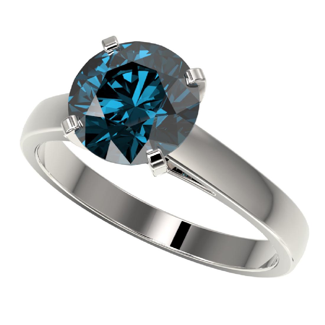 2.50 CTW Certified Intense Blue SI Diamond Solitaire: 33045 - REF-502F3N ---- 2.50 CTW Certified Intense Blue SI Diamond Solitaire Engagement Ring 10K White Gold ---- Luxury Designer Brand Ring Appraised at $40,150 Certificate Number US33045 10k White go
