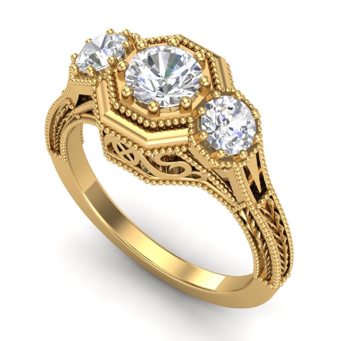 1.05 CTW VS/SI Diamond Solitaire Art Deco 3 Stone Ring: 37102 - REF-200A2V ---- 1.05 CTW VS/SI Diamond Solitaire Art Deco 3 Stone Ring 18K Yellow Gold ---- Luxury Designer Brand 3 stone ring Appraised at $12,100 Certificate Number US37102 18k Yellow gold, 