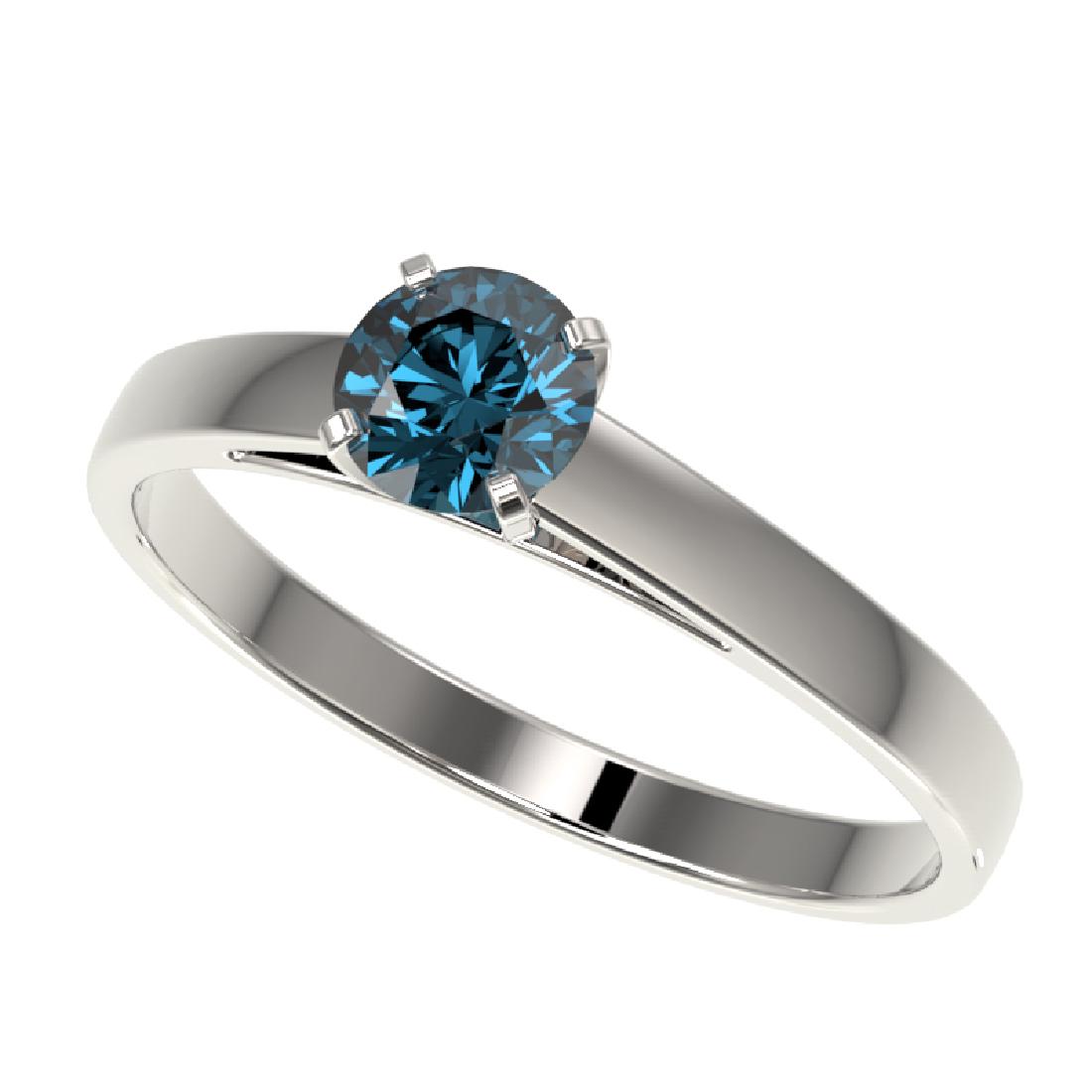 0.56 CTW Certified Intense Blue SI Diamond Solitaire: 36469 - REF-50F3N ---- 0.56 CTW Certified Intense Blue SI Diamond Solitaire Engagement Ring 10K White Gold ---- Luxury Designer Brand Ring Appraised at $3,650 Certificate Number US36469 10k White gold
