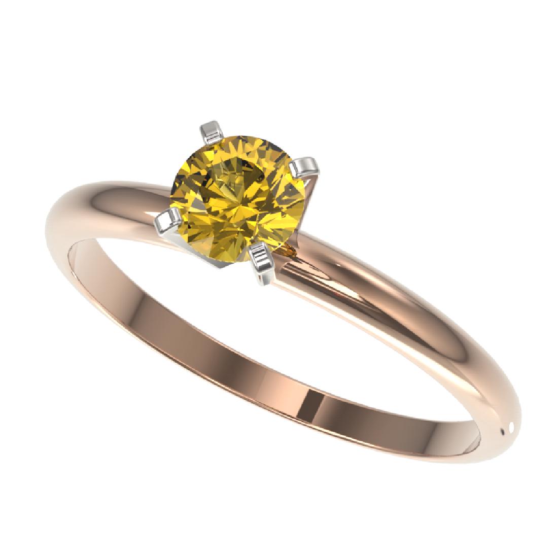 0.55 CTW Certified Intense Yellow SI Diamond Solitaire: 36381 - REF-58R2K ---- 0.55 CTW Certified Intense Yellow SI Diamond Solitaire Engagement Ring 10K Rose Gold ---- Luxury Designer Brand Ring Appraised at $3,500 Certificate Number US36381 10k Rose gold