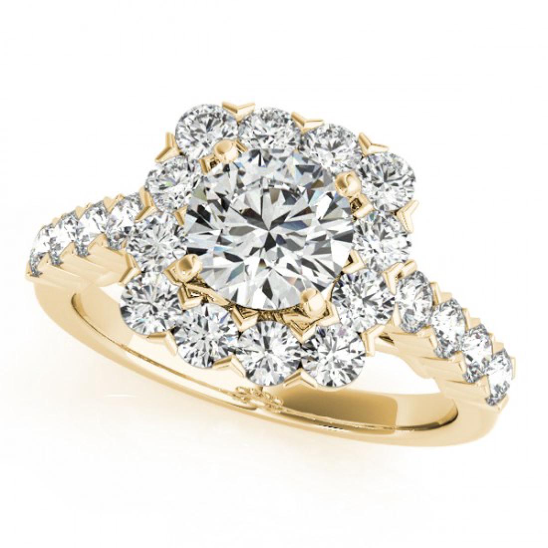 2.5 CTW Certified VS/SI Diamond Solitaire Halo Ring 18K: REF-433T5M - 901895 ---- 2.5 CTW Certified VS/SI Diamond Solitaire Halo Ring 18K Yellow Gold ---- Luxury Designer Brand Ring Appraised at $21,450 Certificate Number US26214 18k Yellow gold, Ring Size 