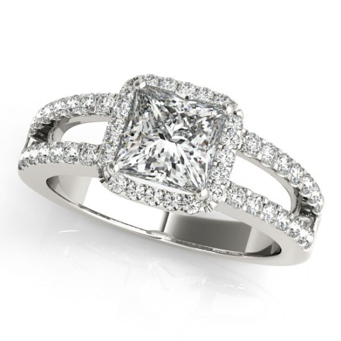 1.26 CTW Certified VS/SI Princess Diamond Solitaire: REF-246N9Y -27135 ---- 1.26 CTW Certified VS/SI Princess Diamond Solitaire Halo Ring 18K White Gold ---- Luxury Designer Brand Ring Appraised at $12,200 Certificate Number US27135 18k White gold, Ring