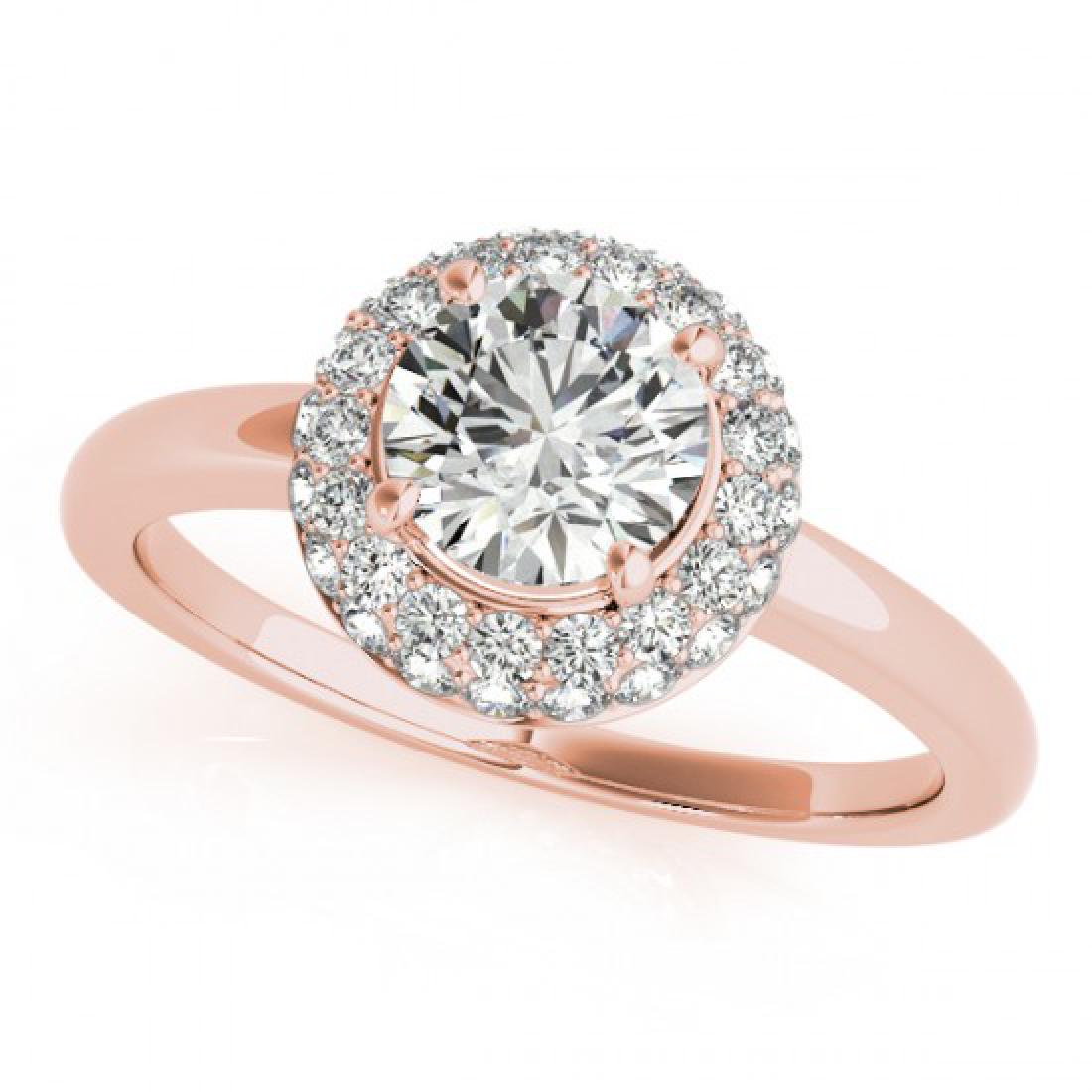 0.75 CTW Certified VS/SI Diamond Solitaire Halo Ring: REF-143H6A -26474 ---- 0.75 CTW Certified VS/SI Diamond Solitaire Halo Ring 18K Rose Gold ---- Luxury Designer Brand Ring Appraised at $7,900 Certificate Number US26474 18k Rose gold, Ring Size is 7, 