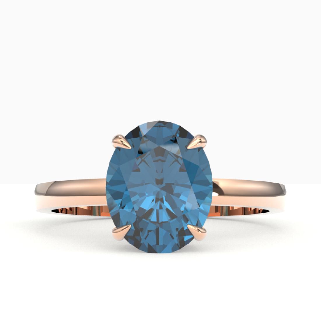 3.50 CTW London Blue Topaz Designer Solitaire Ring 14K: REF-24M5H -22068 ---- 3.50 CTW London Blue Topaz Designer Solitaire Ring 14K Rose Gold ---- Luxury Designer Brand Ring Appraised at $1,600 Certificate Number US22068 14k Rose gold, Ring Size is 7, Rin