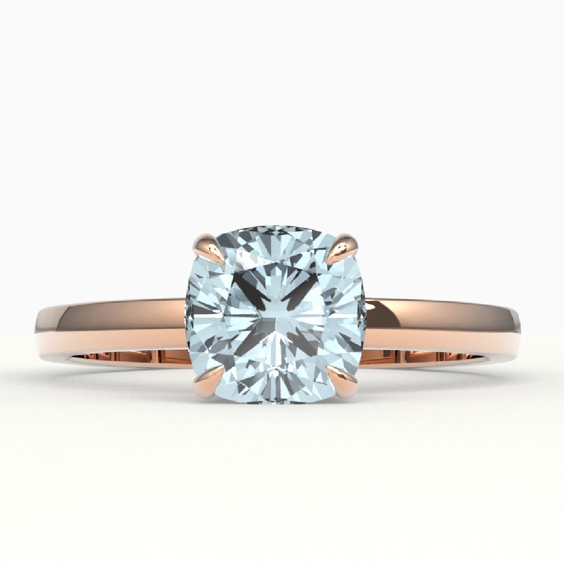1.50 CTW Cushion Cut Aquamarine Designer Solitaire: REF-27H6A -22131 ---- 1.50 CTW Cushion Cut Aquamarine Designer Solitaire Engagement Ring 14K Rose Gold ---- Luxury Designer Brand Ring Appraised at $2,000 Certificate Number US22131 14k Rose gold, Rin